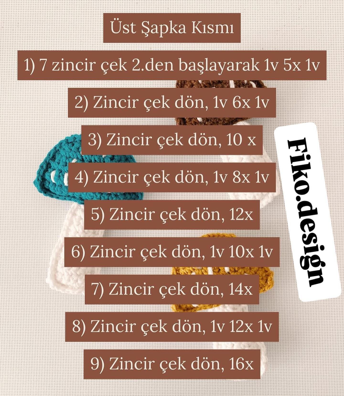 Mantar Şeklinde Renkli Amigurumi Tarifi: Kolayca Mantar Móc Len
