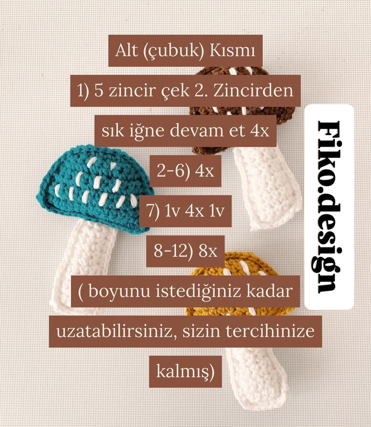 Mantar Şeklinde Renkli Amigurumi Tarifi: Kolayca Mantar Móc Len