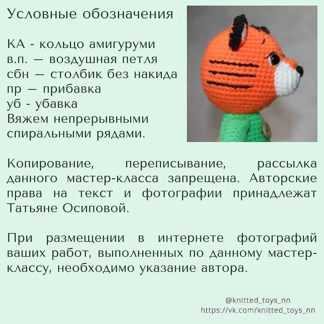 Мастер-класс по вязанию игрушки тигрёнка крючком от Татьяны Осиповой