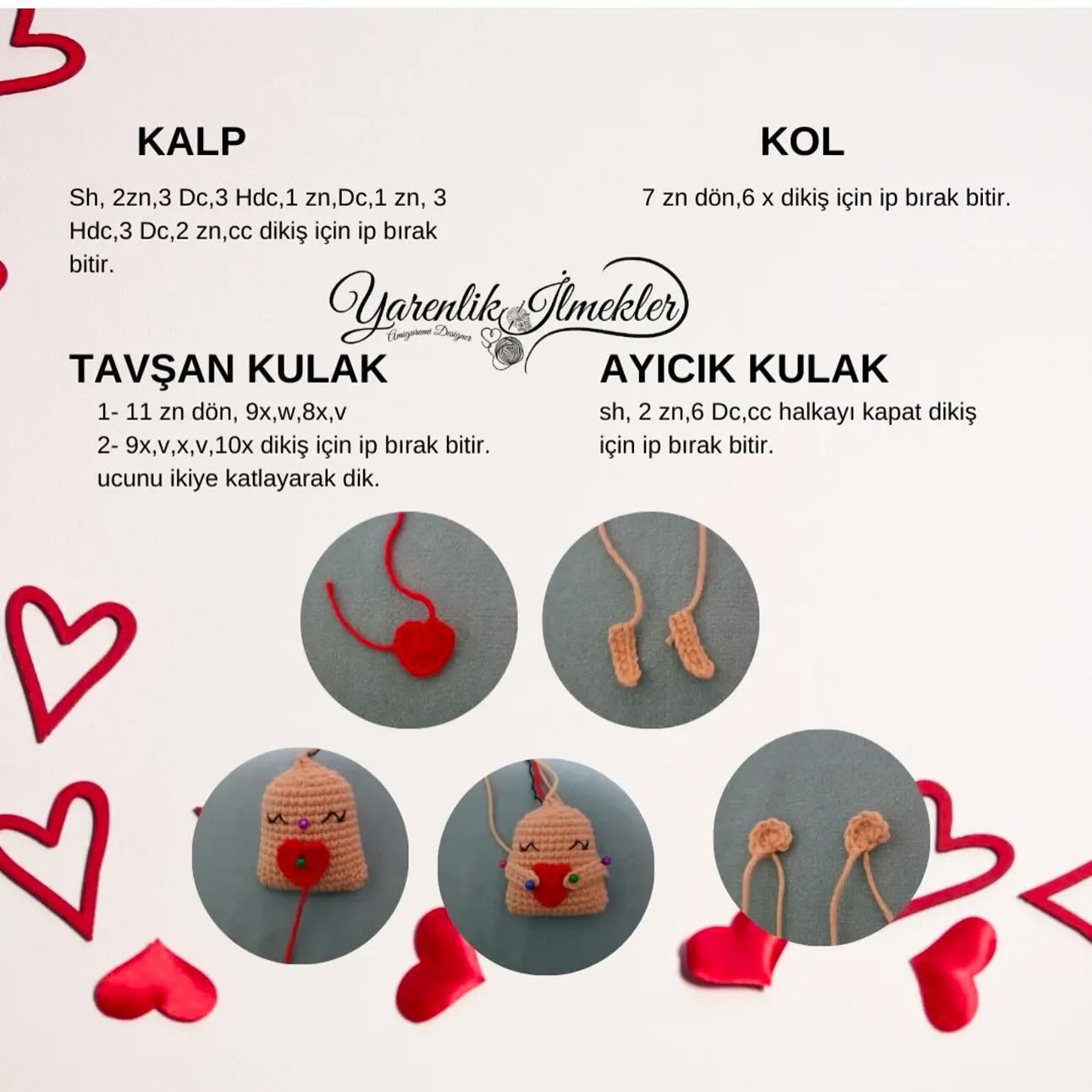 Mini Anahtarlık için Sevimli Tavşan ve Ayıcık Móc Len Tarifi