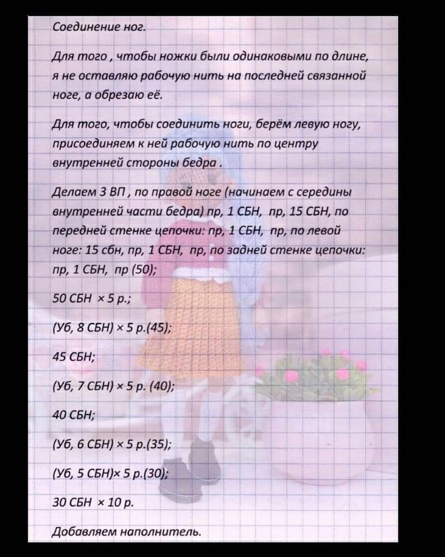 МК кукла с голубыми волосами: схема вязания