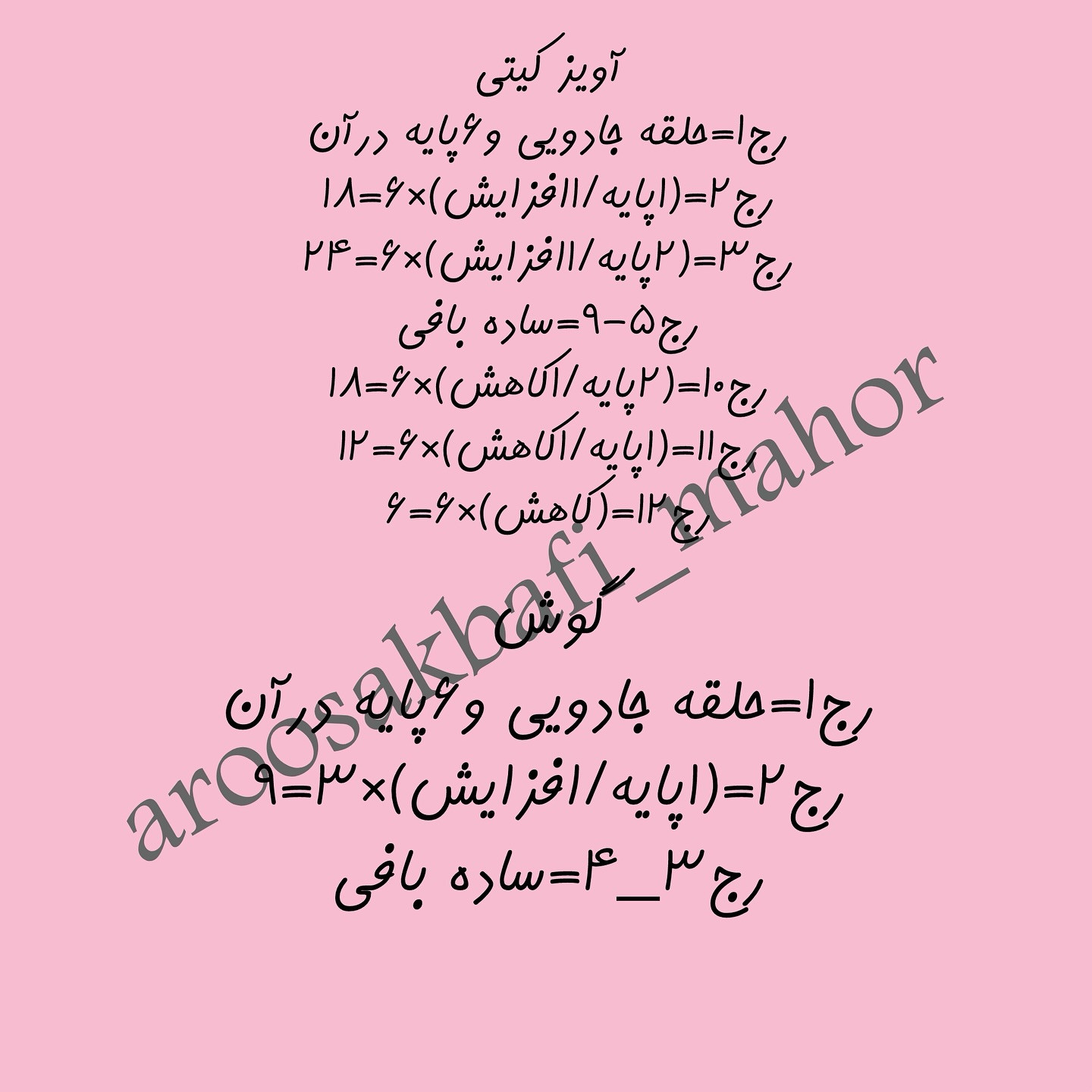 متن الگوهای قلاب بافی کیتی برای عروسک‌های زیبا
