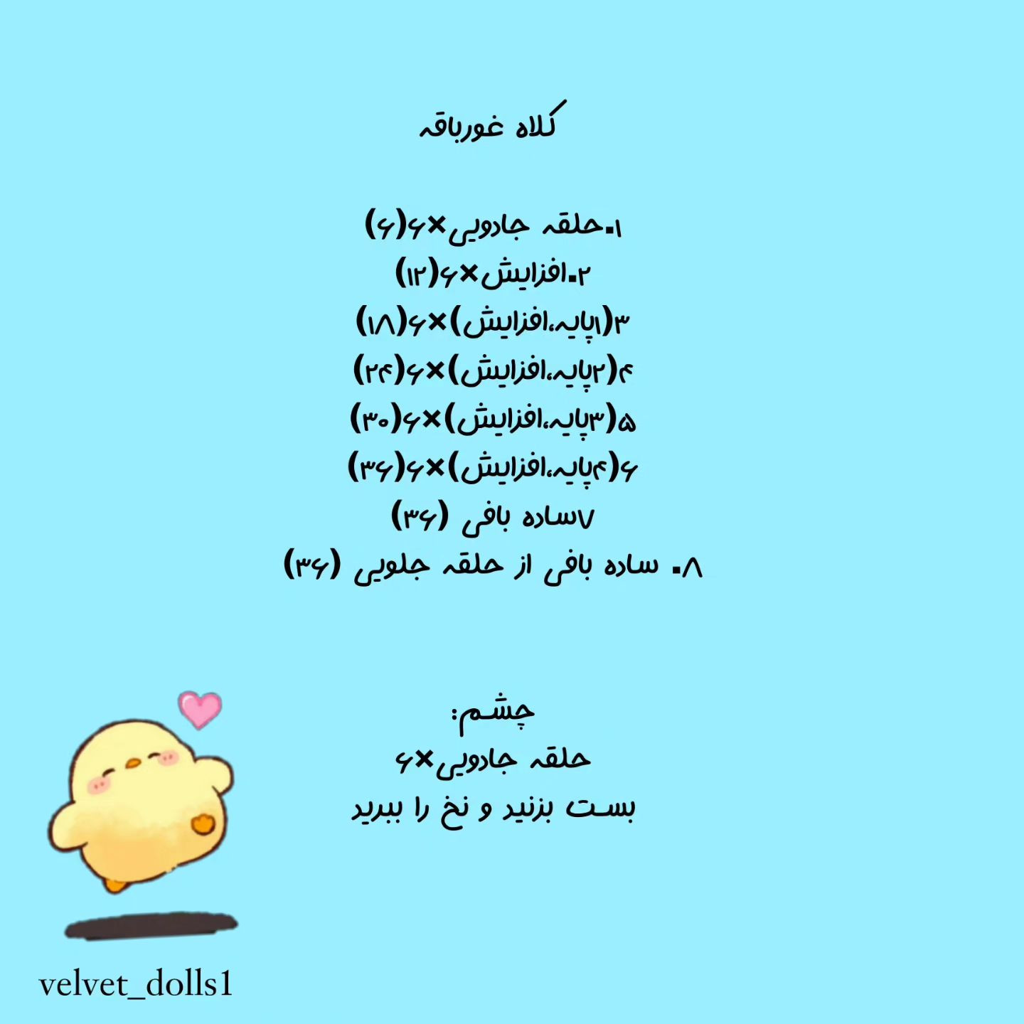 متن الگوهای قلاب‌بافی جوجه‌های بامزه با کلاه میوه‌ای