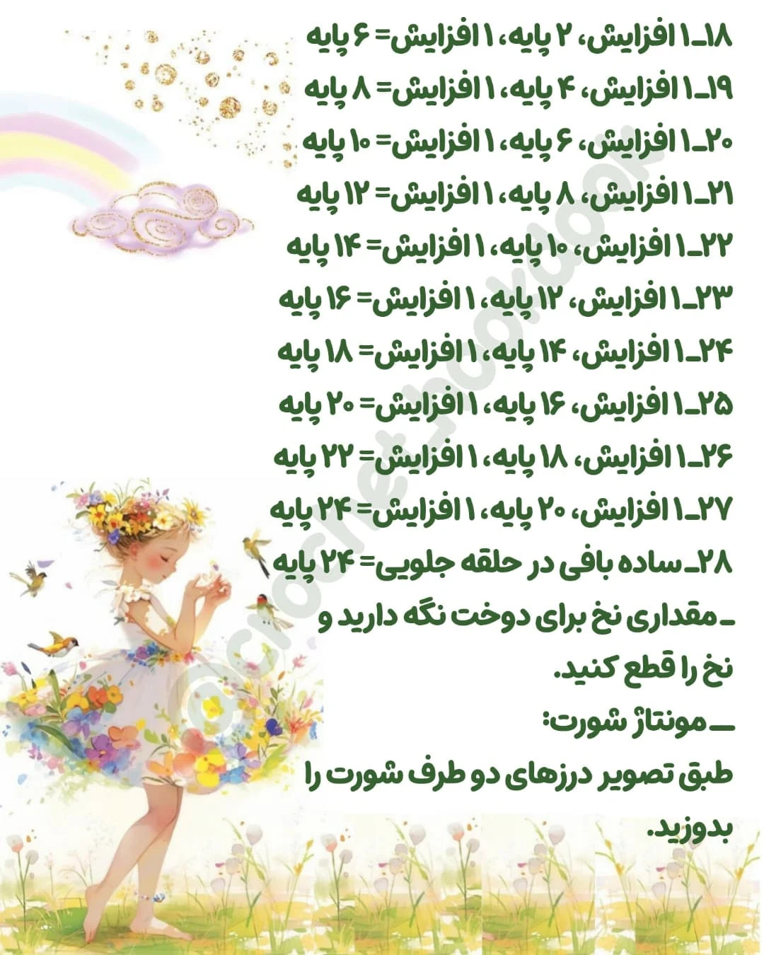 متن الگوی عروسک بافی فرشته و پری