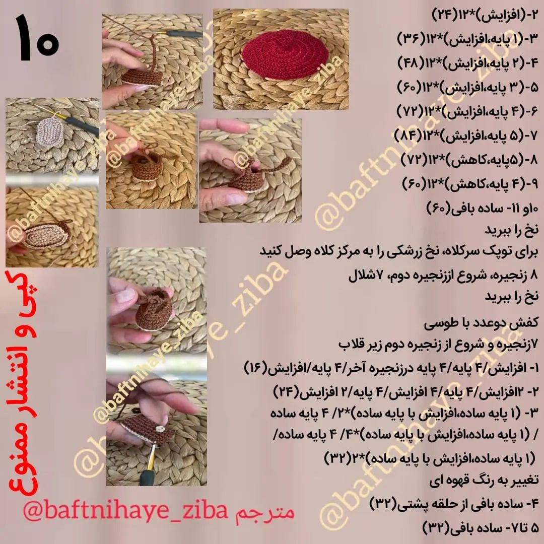 متن الگوی بافتنی عروسک دختر با کلاه قرمز و لباس زیبا