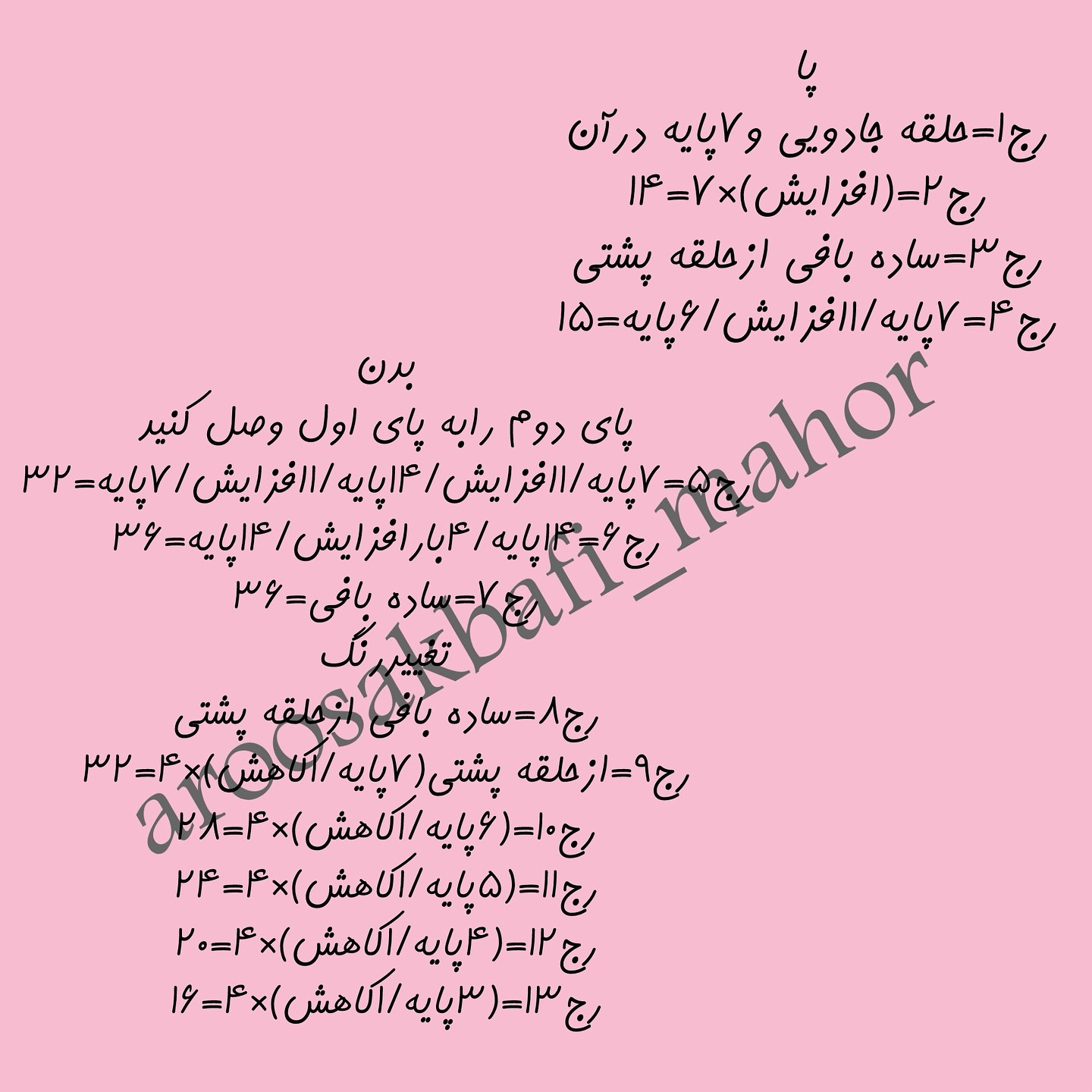 متن الگوی بافتنی عروسک سگ قلاب‌بافی