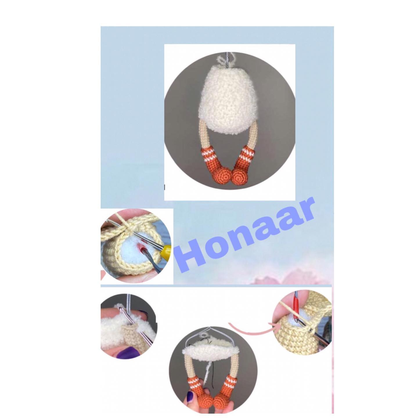 متن: الگوی قلاب‌بافی عروسک بره با ژاکت سبز