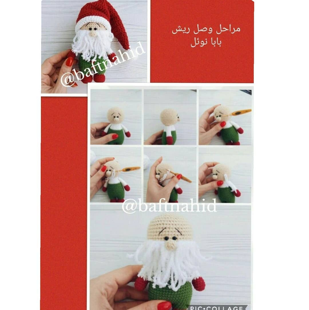 متن الگوی قلاب‌بافی بابانوئل برای کریسمس