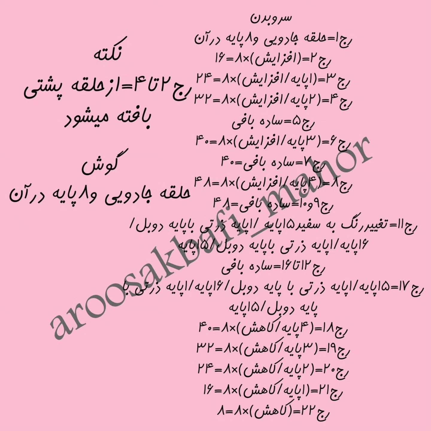 متن الگوی قلاب‌بافی گوسفند زیبا برای مبتدیان