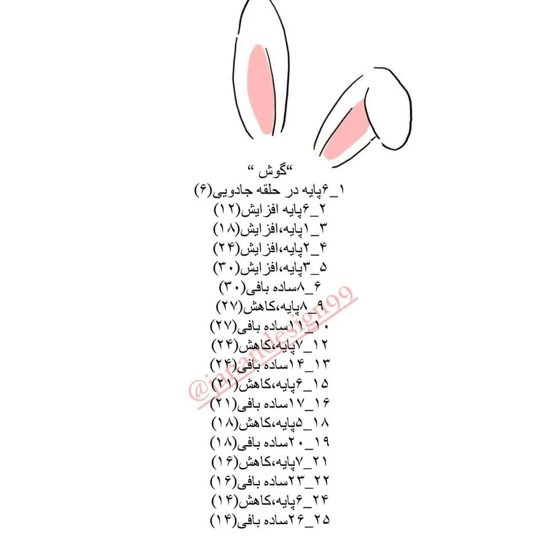 متن بافتنی عروسک خرگوش با لباس صورتی زیبا