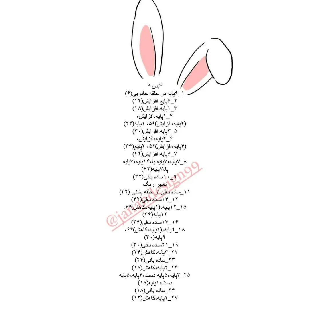 متن بافتنی عروسک خرگوش با لباس صورتی زیبا