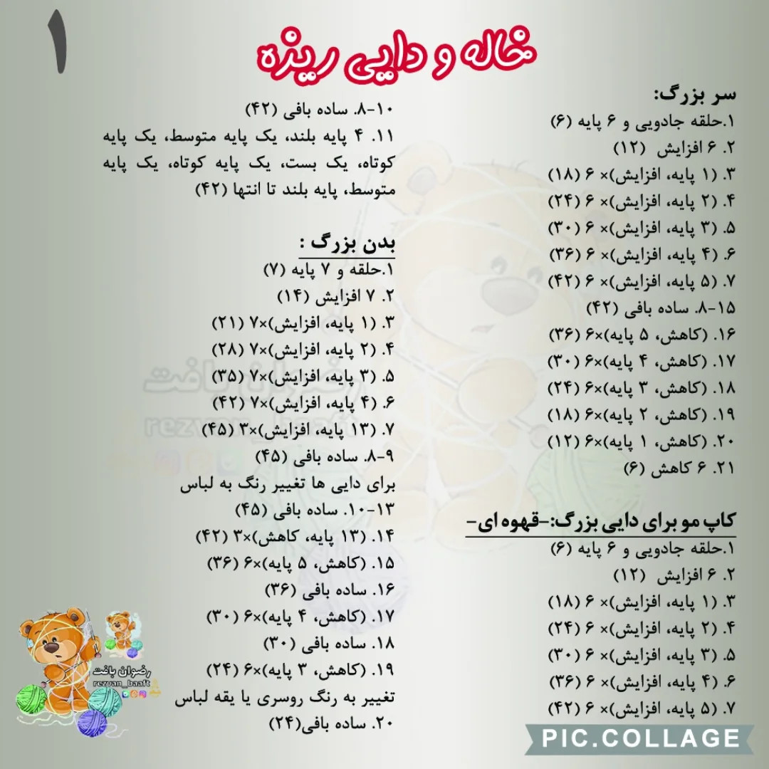 متن بافتنی عروسک‌های خانواده در سبد