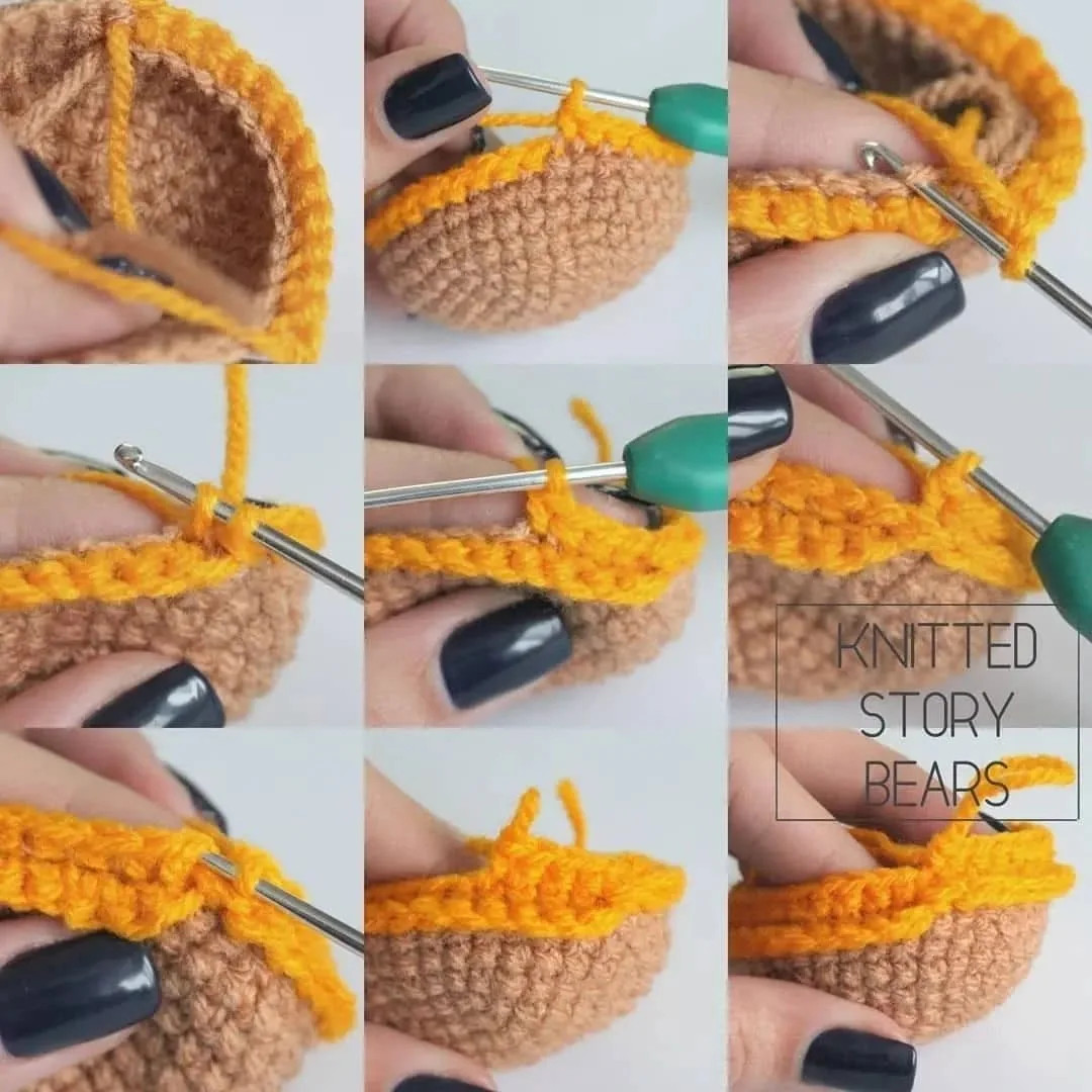 متن بافتنی برای خرس عروسکی با ژاکت قرمز