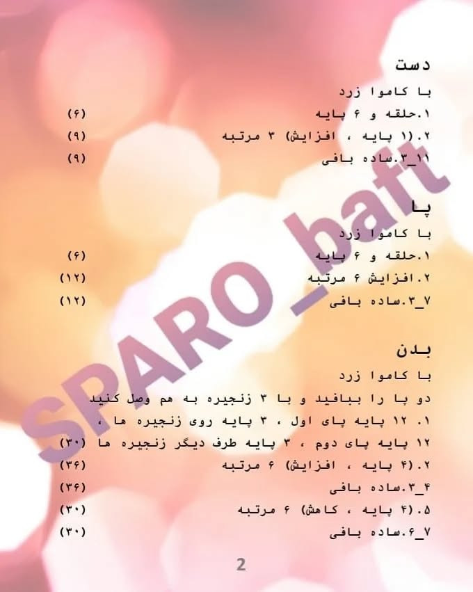 متن بافتنی زرافه برای عروسک قلاب بافی