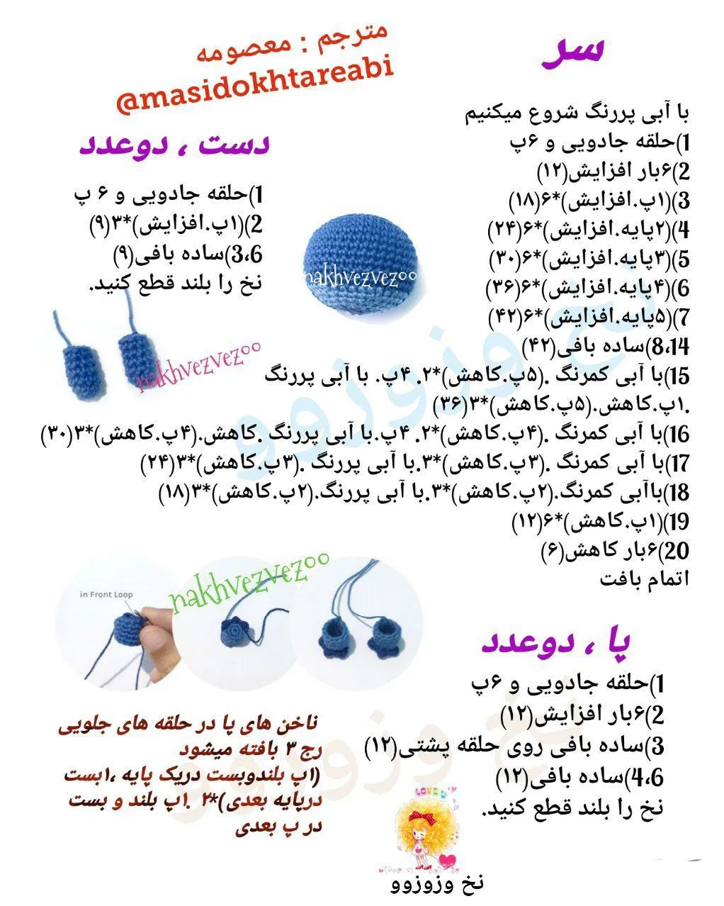 متن ساده برای ساخت عروسک قلاب‌بافی استیچ
