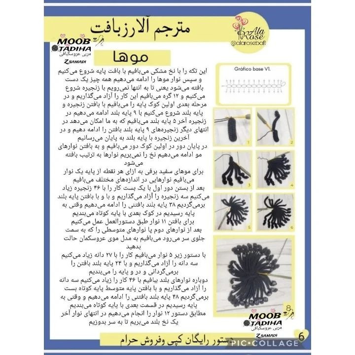 متنی برای بافت عروسک با لباس رنگارنگ