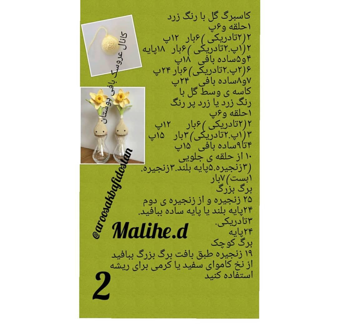 نمودار قلاب بافی گل نرگس شهلای زیبا