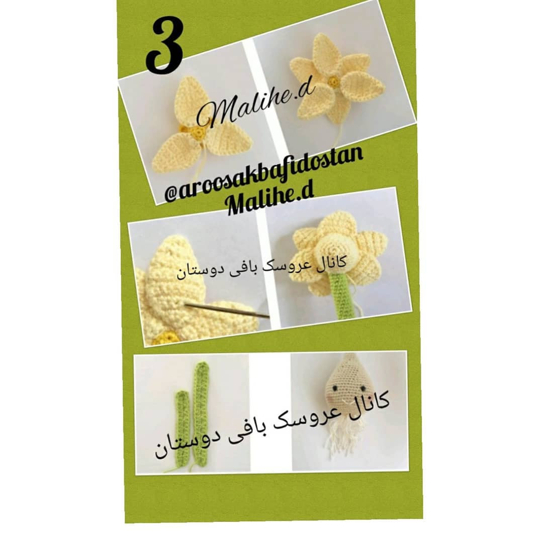نمودار قلاب بافی گل نرگس شهلای زیبا