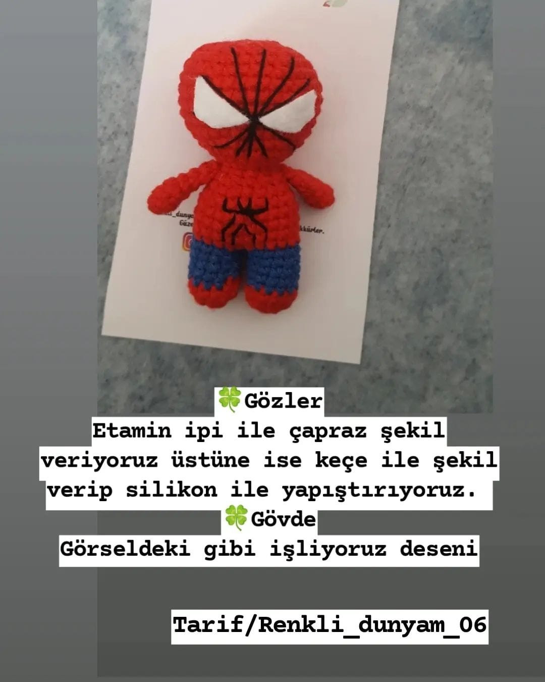 Örümcek Adam Anahtarlık İçin Detaylı Amigurumi Móc Len Tarifi