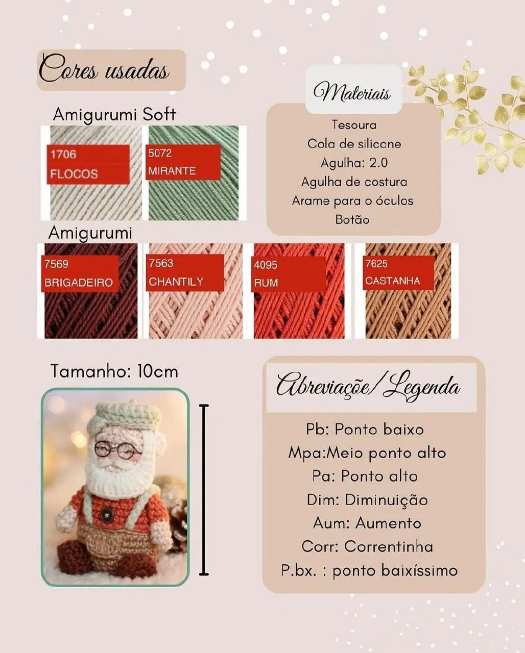 Padrão de Crochê Amigurumi: Papai Noel Natalino com Receita Gratuita
