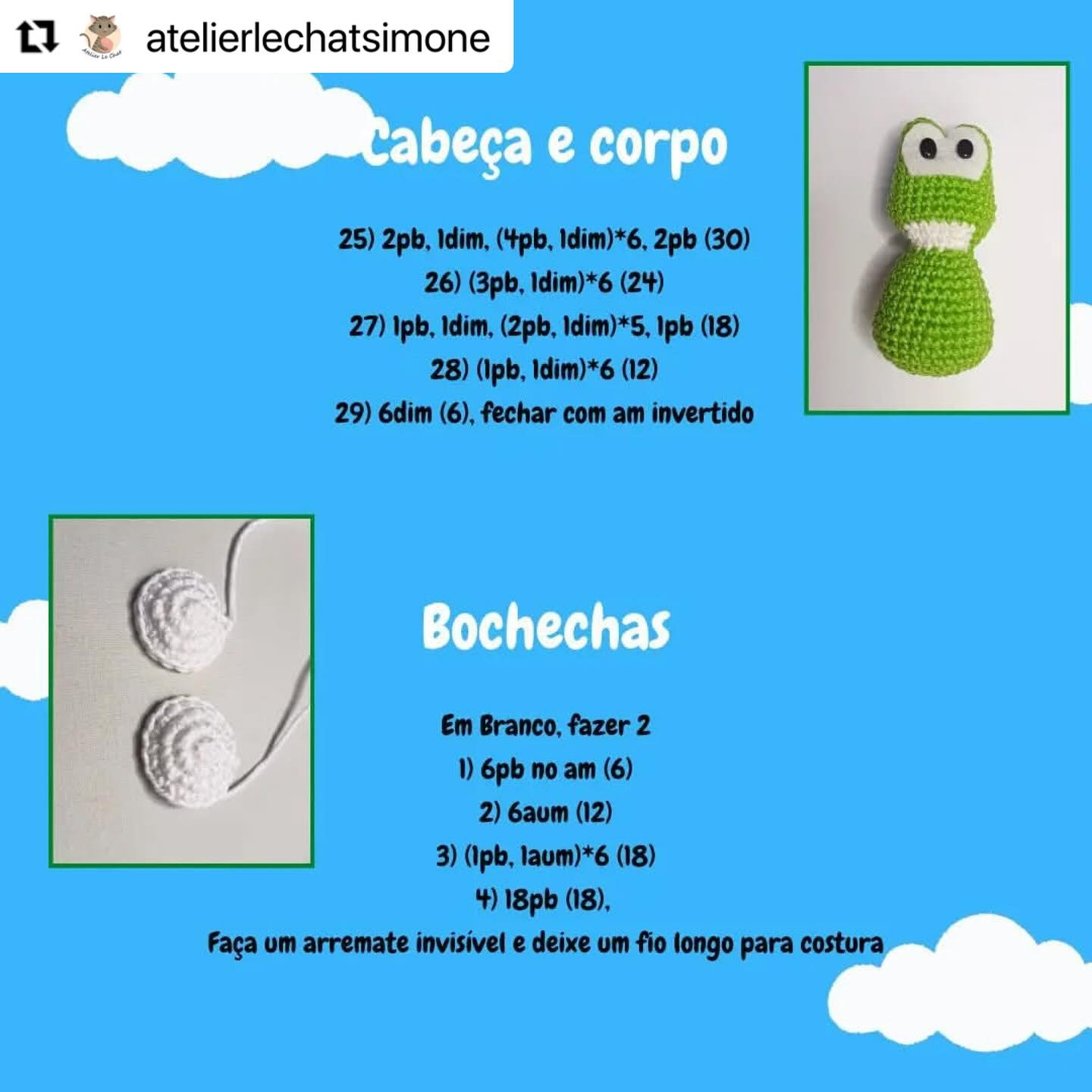 Padrão de Crochê Amigurumi: Receita Grátis para Criar o Yoshi