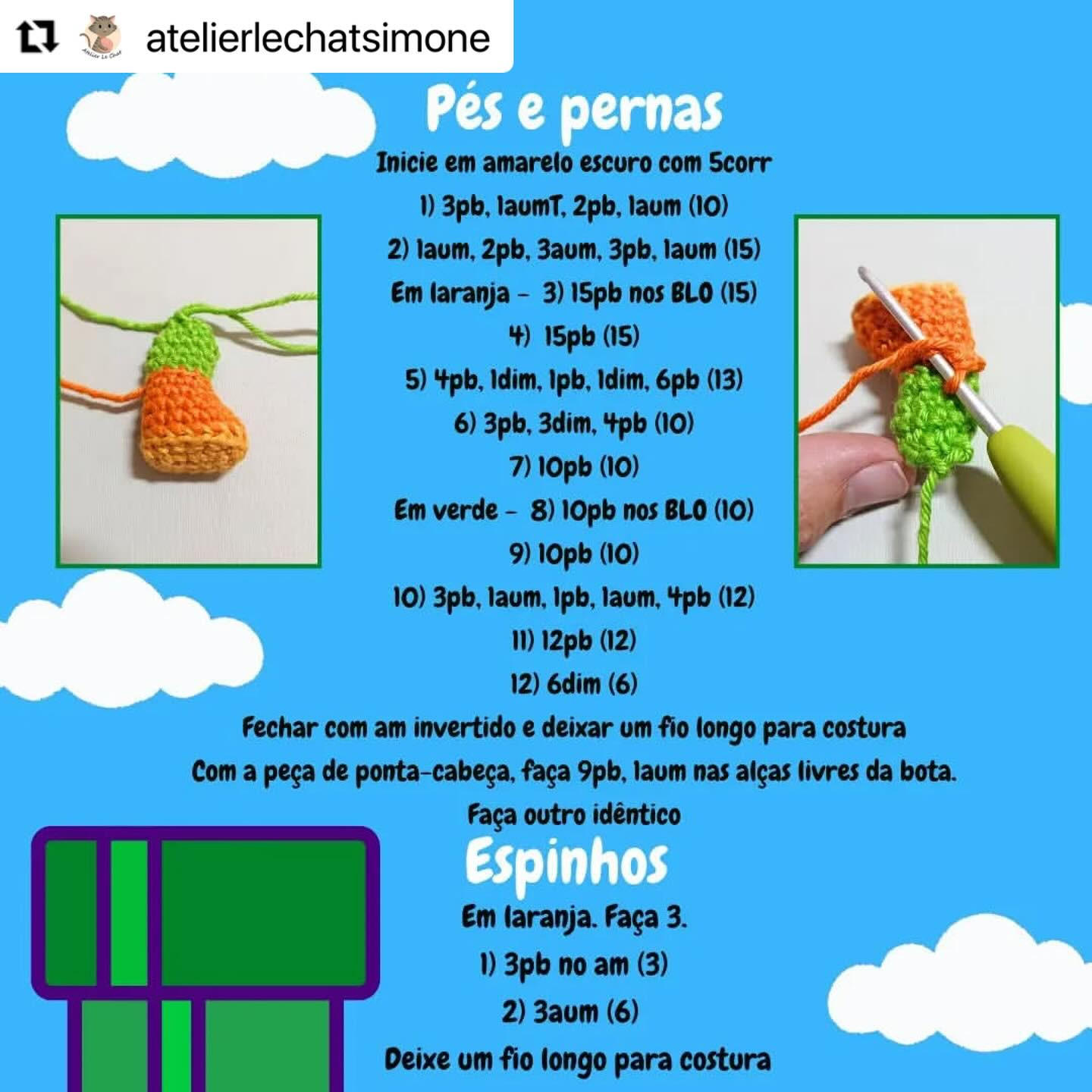 Padrão de Crochê Amigurumi: Receita Grátis para Criar o Yoshi