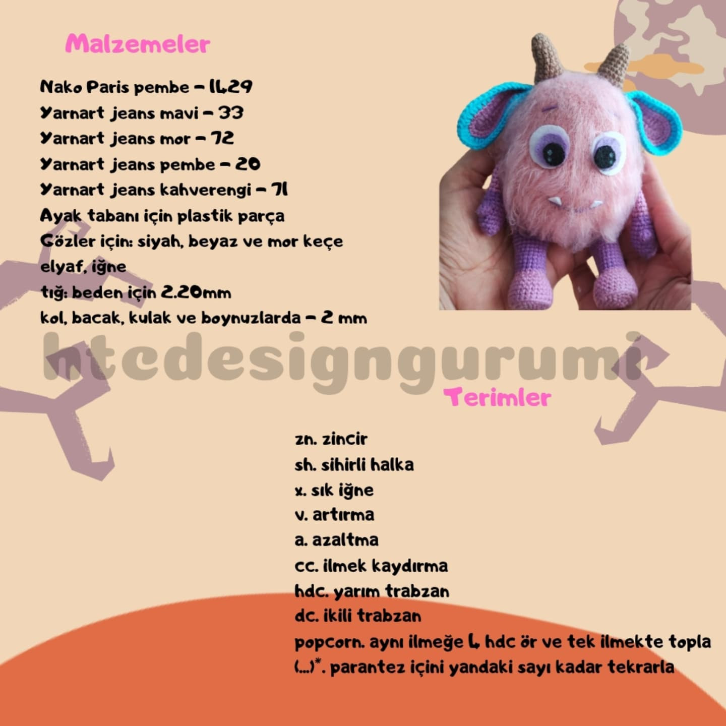Pamuk Şeker Canavarı İçin Ücretsiz Amigurumi Deseni