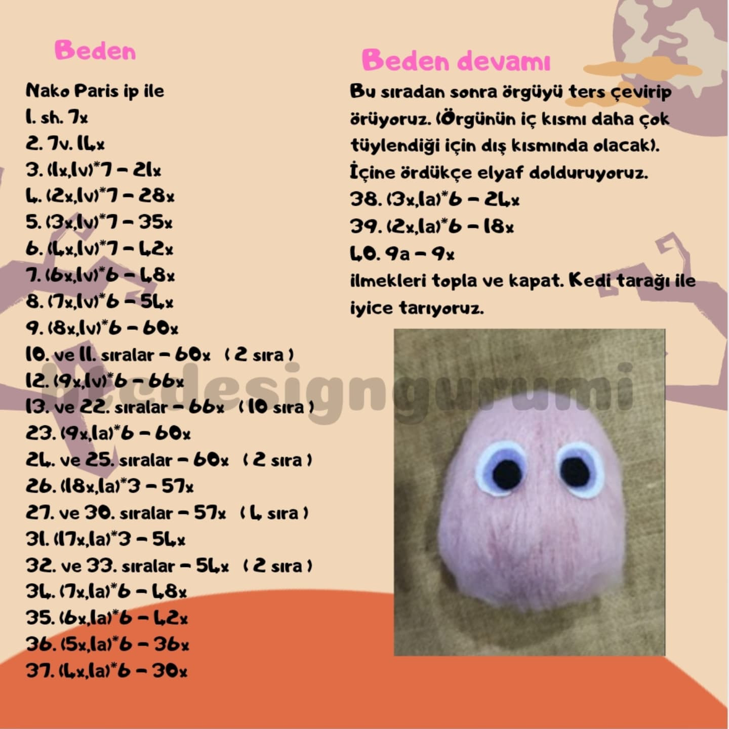 Pamuk Şeker Canavarı İçin Ücretsiz Amigurumi Deseni