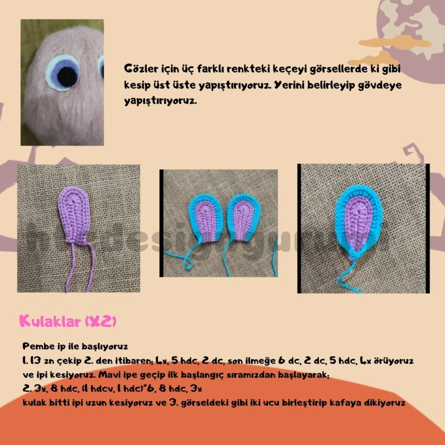 Pamuk Şeker Canavarı İçin Ücretsiz Amigurumi Deseni