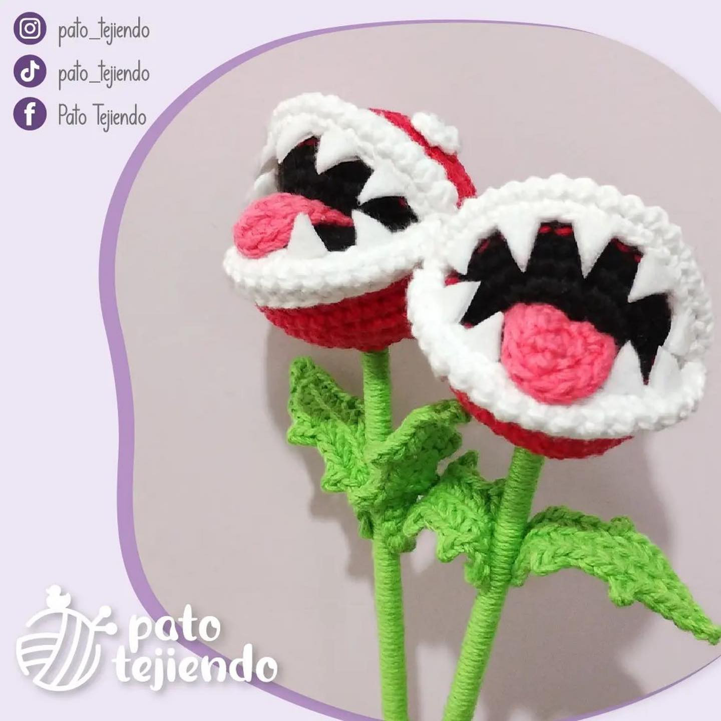 Patrón de Amigurumi de Planta Carnívora Inspirado en Mario Bros