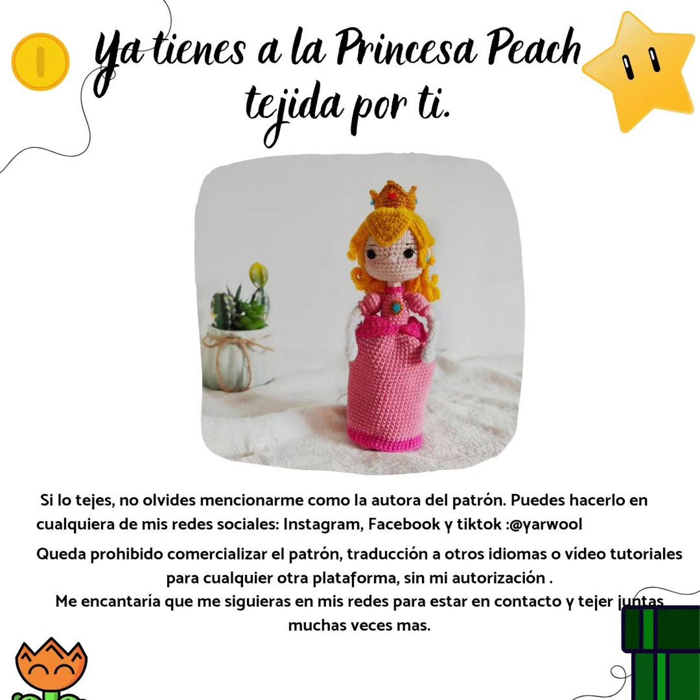 Patrón de Amigurumi de Princesa con Corona y Vestido Rosa