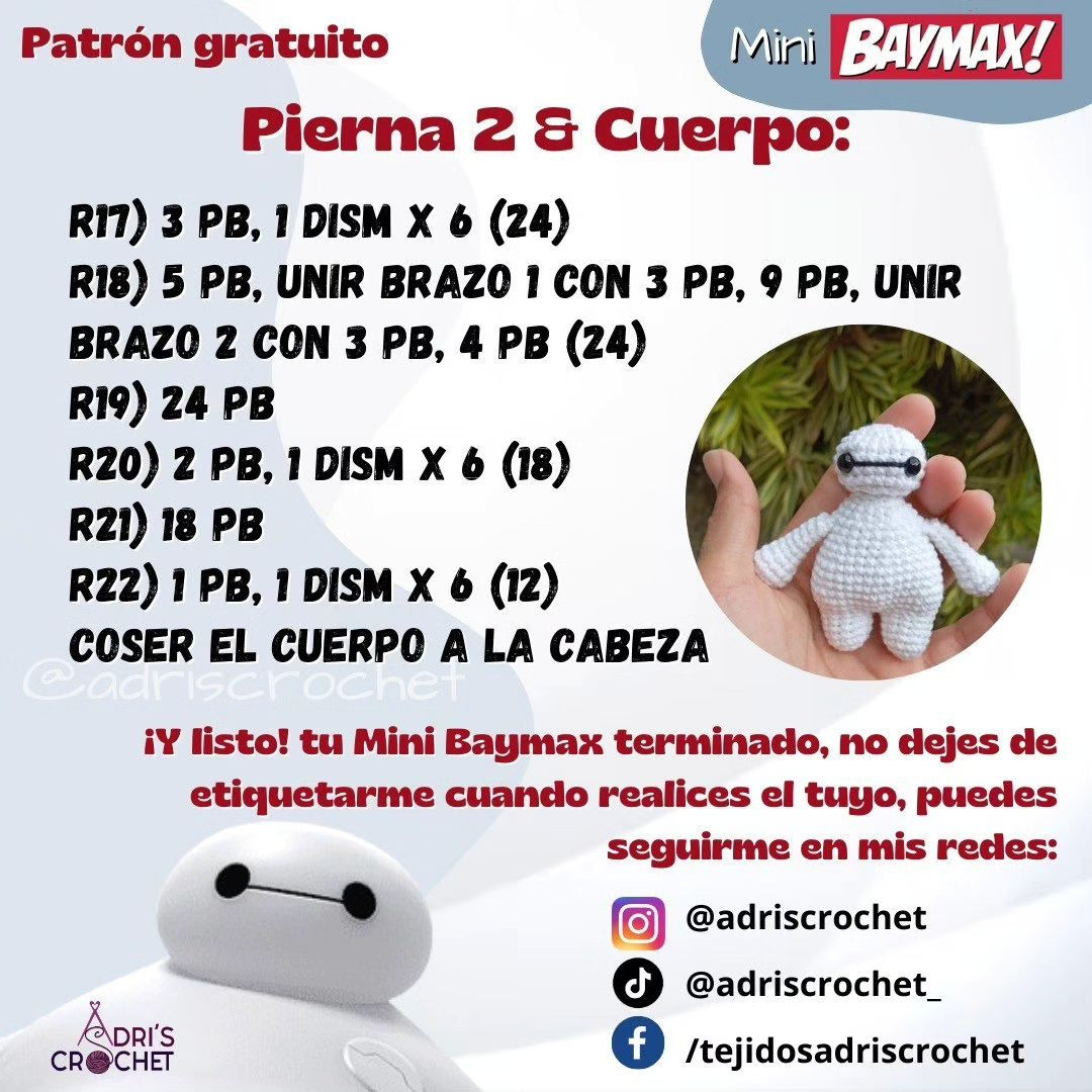 Patrón de amigurumi gratis: Crea tu propio Mini Baymax