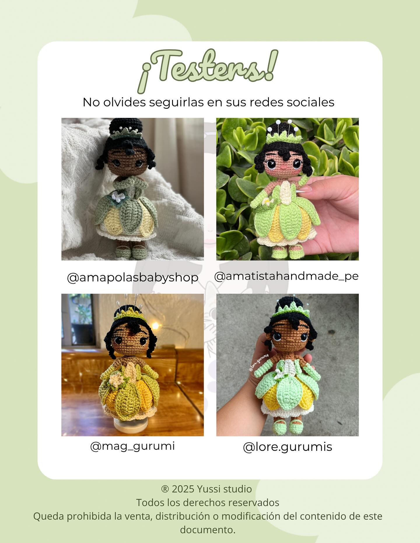 "Patrón de Amigurumi: Princesa Tiana de Yussi Studio"