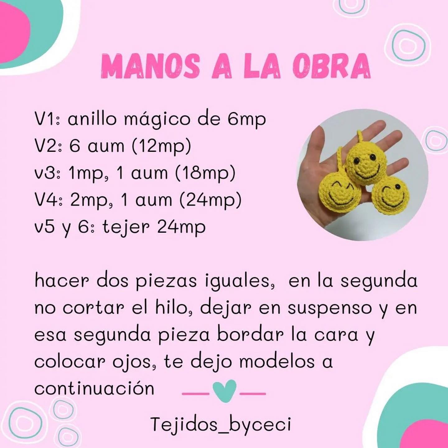 Patrón de caritas sonrientes de ganchillo fácil y rápido