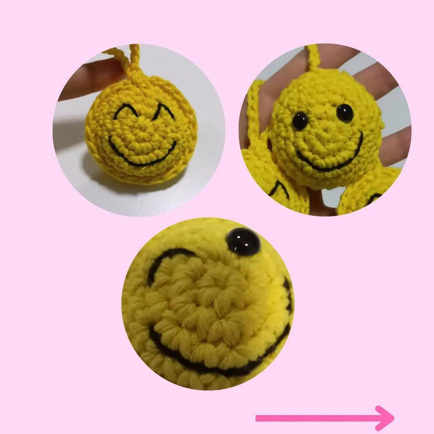 Patrón de caritas sonrientes de ganchillo fácil y rápido