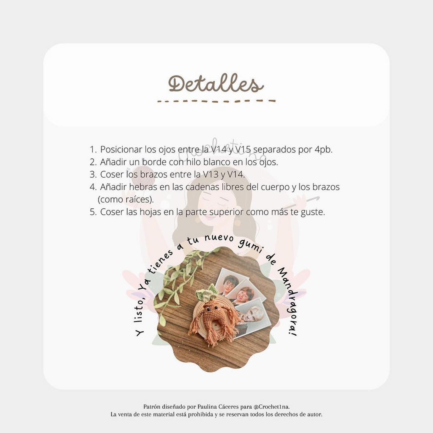 Patrón de crochet de mandrágora inspirado en la magia, gratis y encantador