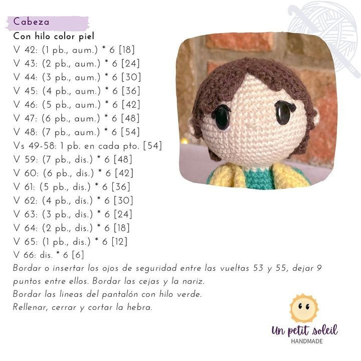 Patrón de muñeco de crochet gratis con chaqueta amarilla