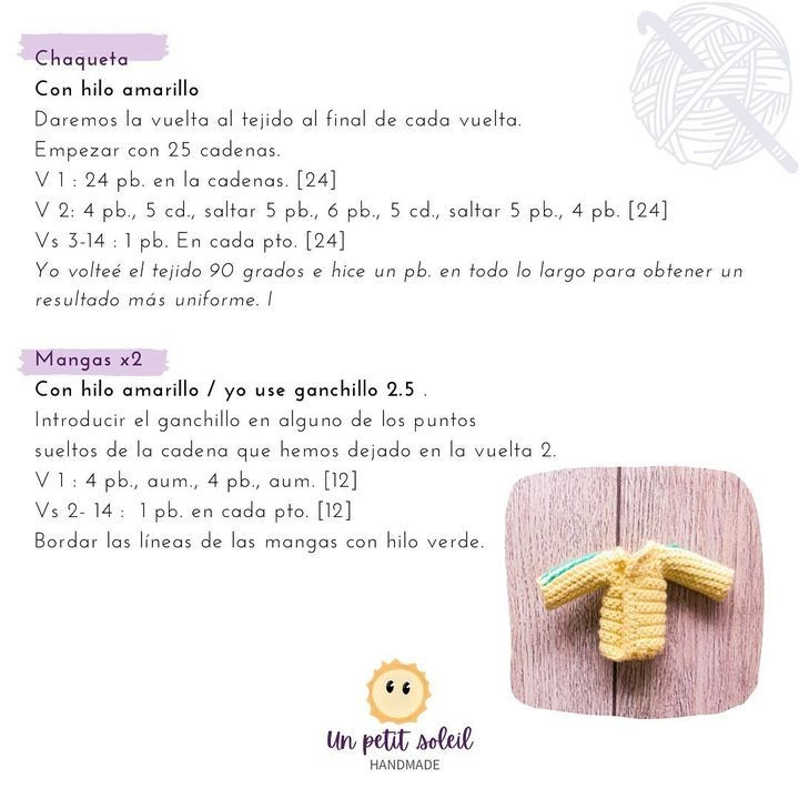 Patrón de muñeco de crochet gratis con chaqueta amarilla