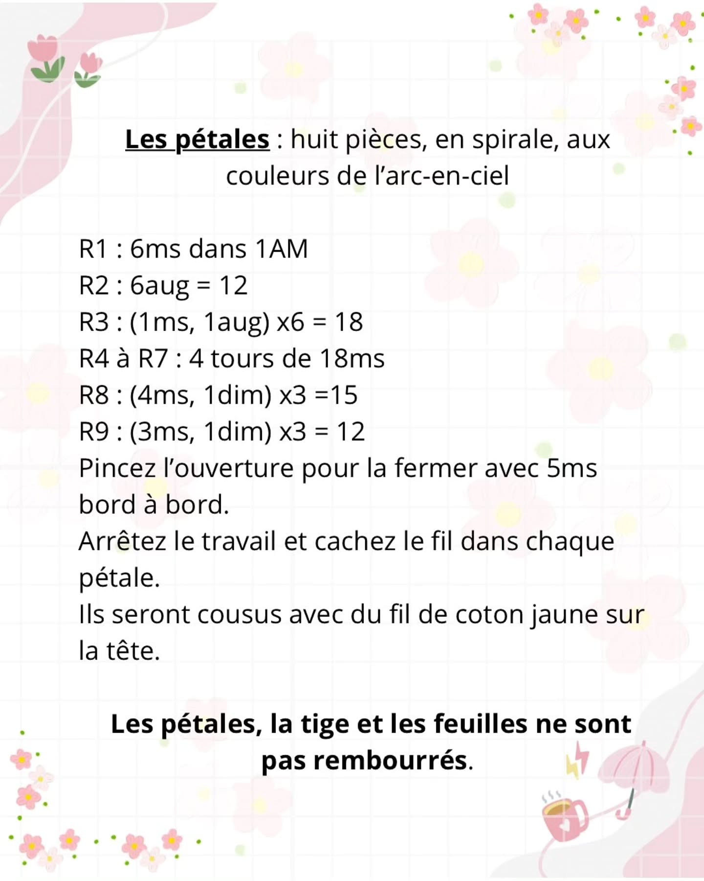 Patron gratuit pour crocheter une fleur arc-en-ciel adorable et colorée
