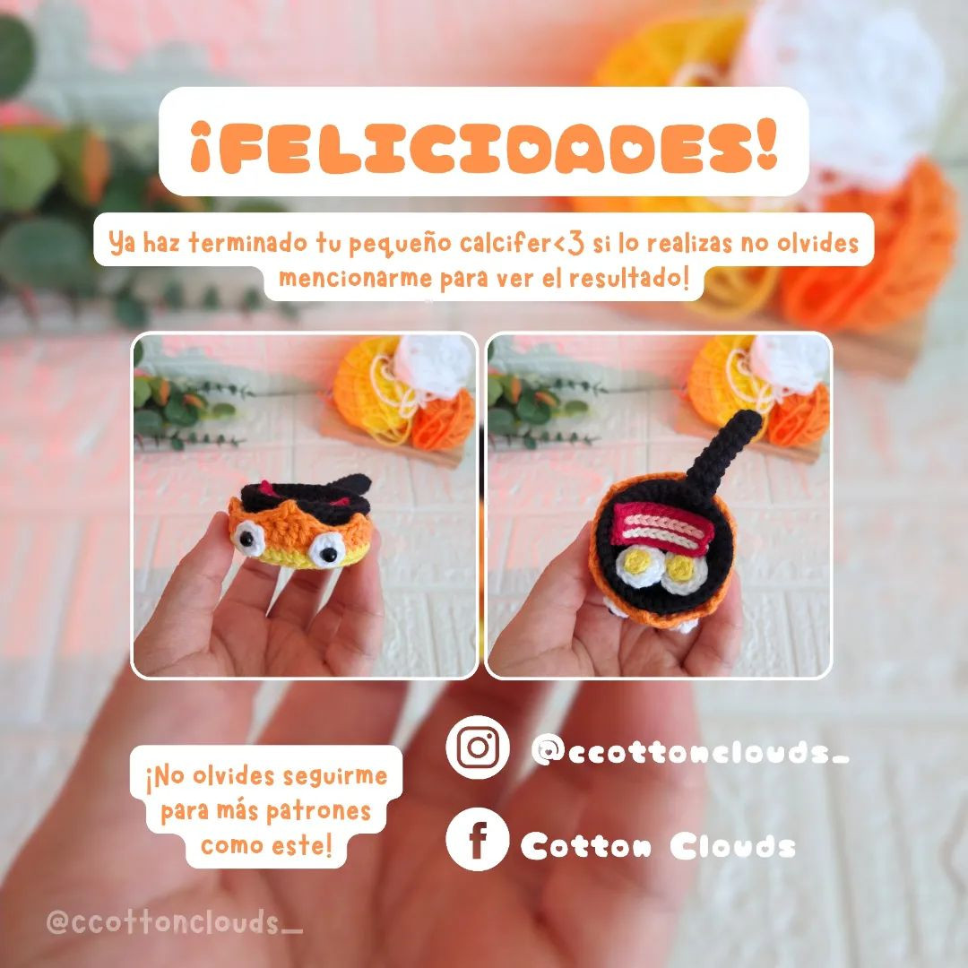 Patrón gratuito para tejer un Calcifer en amigurumi