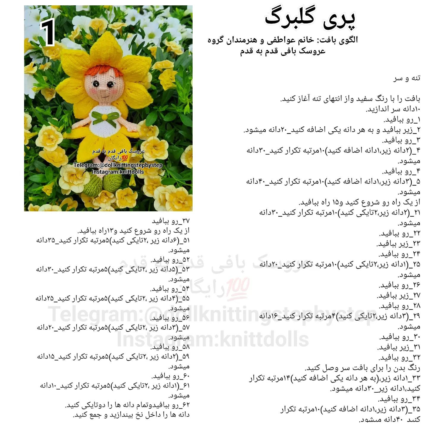 پری گلبرگ بافتنی زیبا در میان گل‌ها
