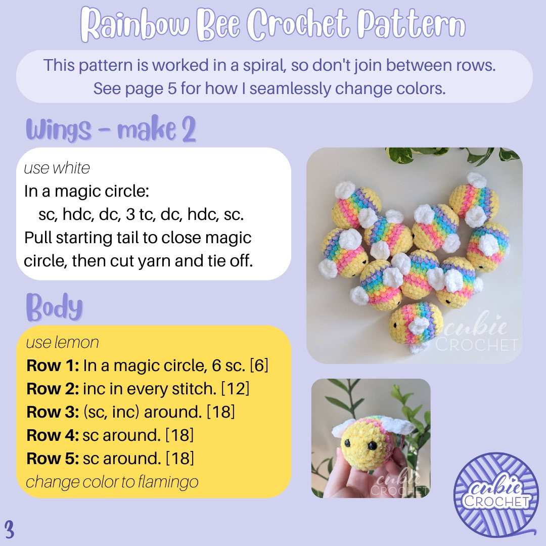 Rainbow Bee Crochet Pattern: Create Your Own Colorful Amigurumi