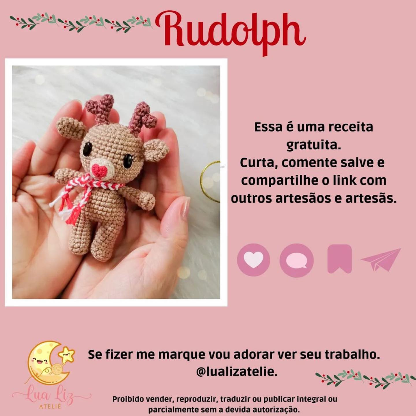 Receita de Amigurumi: Como Criar o Rena Rudolph Lindinho