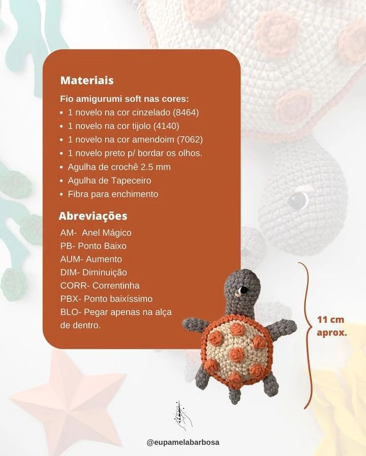 Receita de Amigurumi: Gráfico Móc Len Rùa Con Đáng Yêu