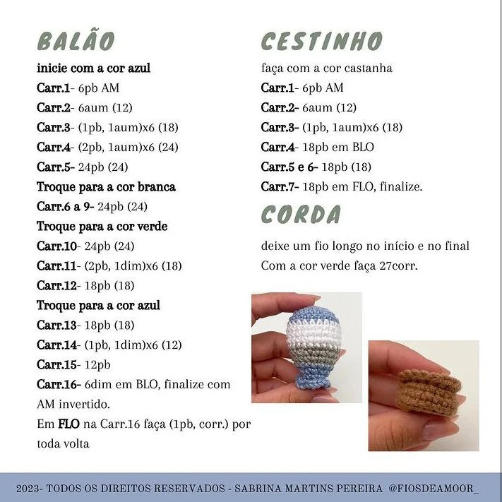 Receita de Amigurumi: Ursinhos Aviadores com Balão de Crochê