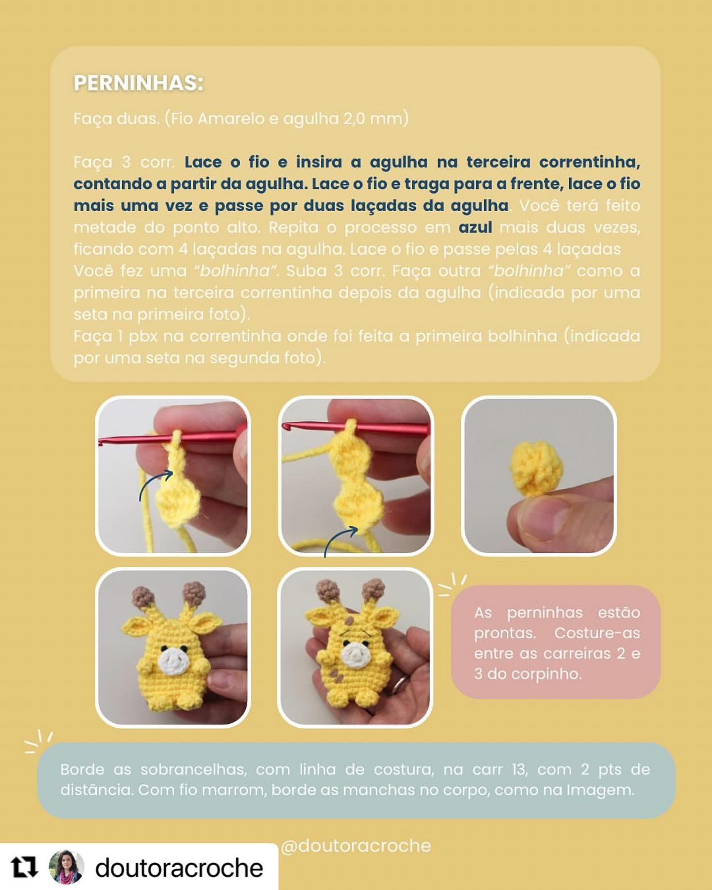 Receita de Crochê: Broche de Girafinha Amigurumi para Iniciantes