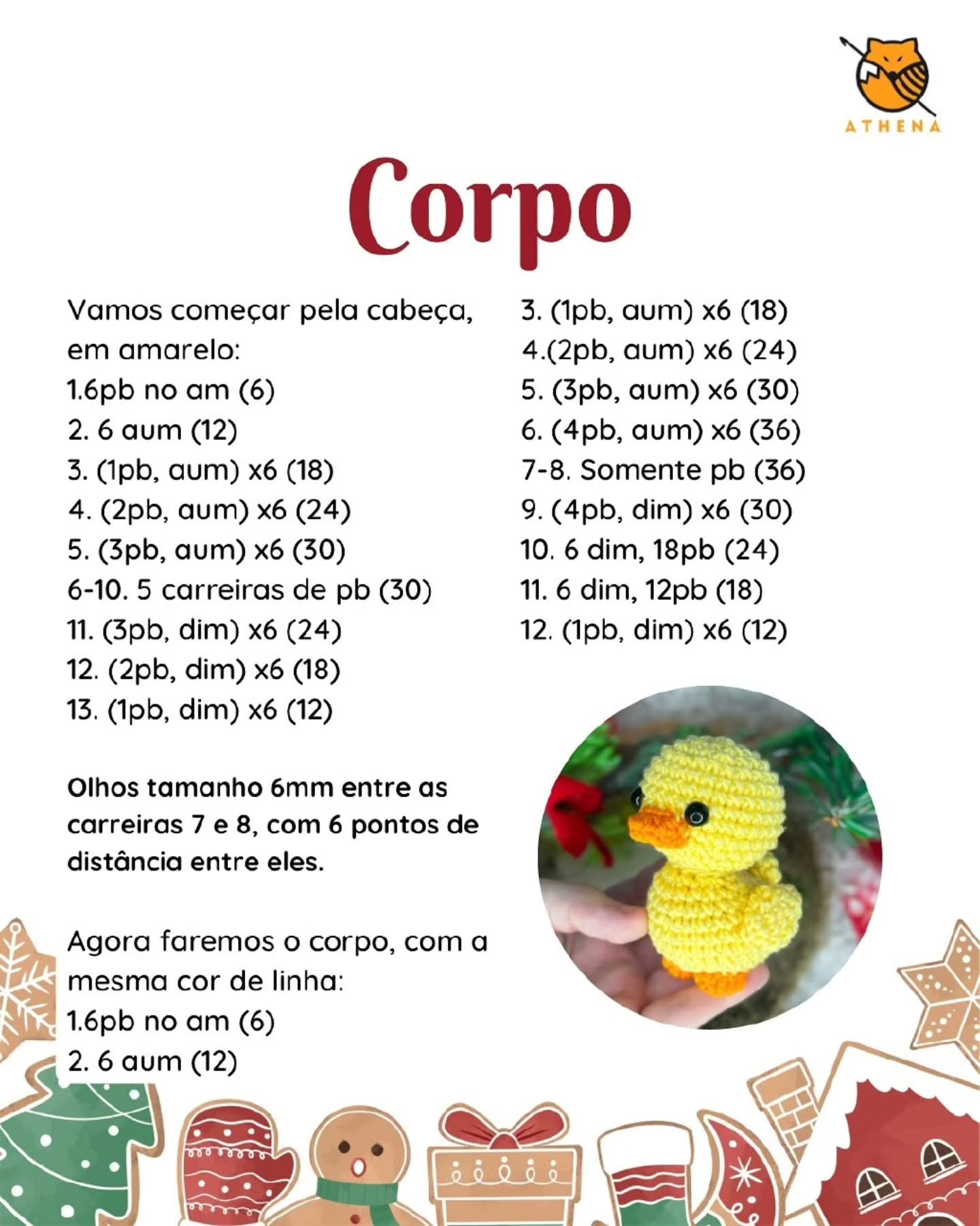 Receita de crochê para patinho e acessórios festivos