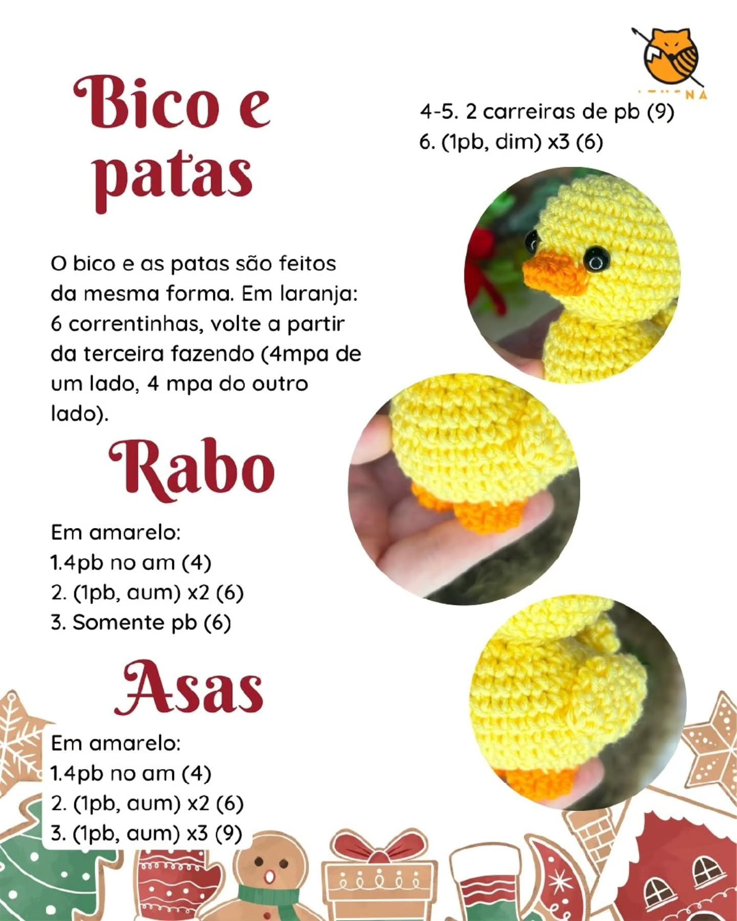 Receita de crochê para patinho e acessórios festivos