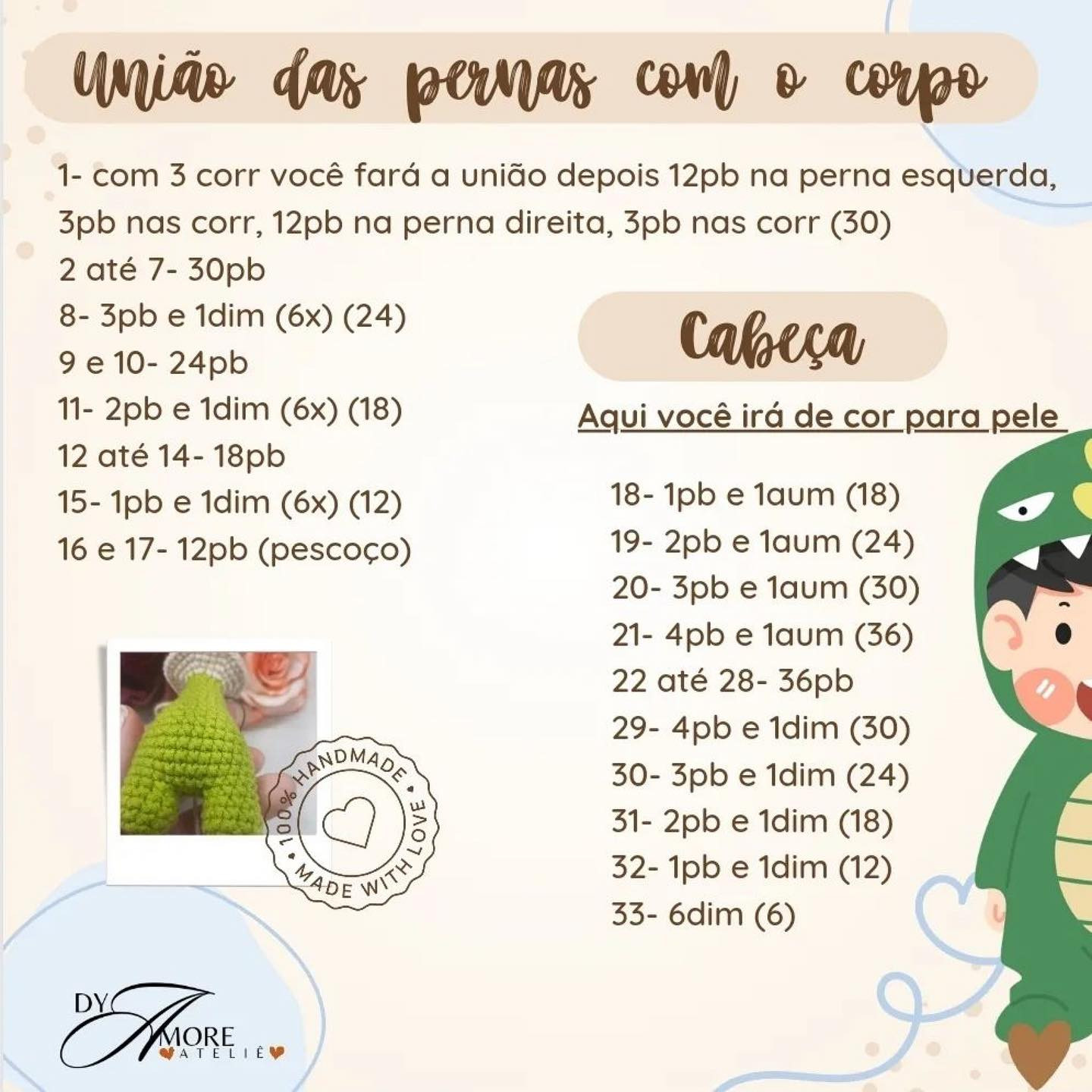 Receita Grátis de Amigurumi: Crie Seu Próprio Dino Jr.!