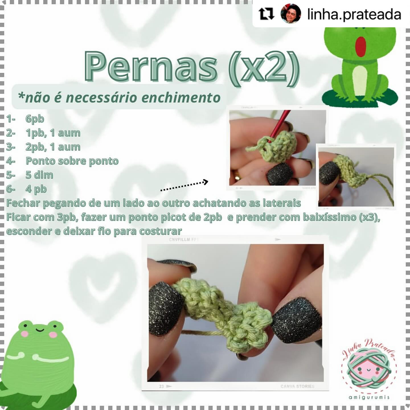 Receita gratuita de amigurumi de sapinho fofo para decoração